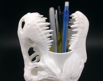 T Rex T-Rex Dinosaur Pen Pencil Brush Cup Holder Stand 3D Printed Pick Color
