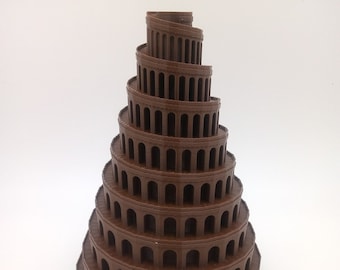 Tower of Babel Completed 3D Printed Architectural Model Bible 4"