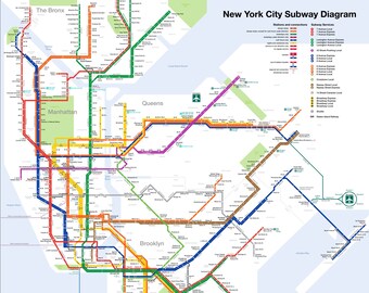 New York Metro Map Pdf New York Metro Map | Etsy