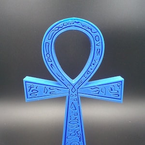 Ankh Key of Life Ancient Egypt w/ Hieroglyphs 3D Print Sculpture 8 in - Pick Color
