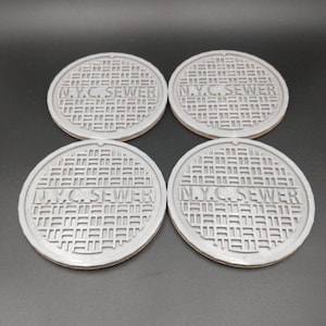 NYC Sewer Manhole Cover Drink Coasters Coaster 3D Printed - Set of 4