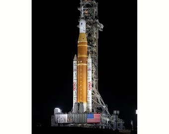 Artemis II Space Launch System SLS Orion Roll Out Night Photo Poster Art Print