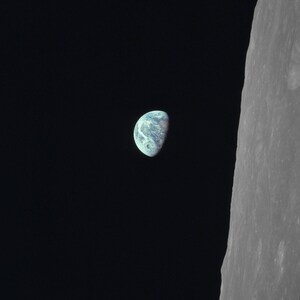 Earth from the Moon Lunar Orbit Apollo Recreation Photo Space Poster Art Print