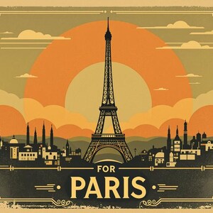 Póster de viaje art déco de París retro, impresión de 45,7 x 61 cm (B)