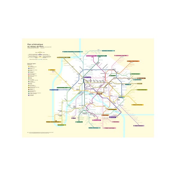 2011パリ市内メトロ路線図（フレーム付き） 2011パリ市内メトロ路線図（フレーム付き）