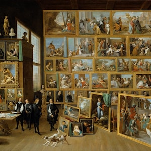 Archduke Leopold Wilhelm in his Gallery in Brussels Painting of Paintings Print ROLLED CANVAS