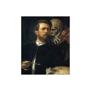 Arnold Bocklin Self-Portrait with Death Playing the Fiddle Painting Art Print