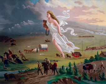 Progresso Americano, Destino Manifesto, Expansão para o Oeste, Impressão de Arte em Pintura, John Gast