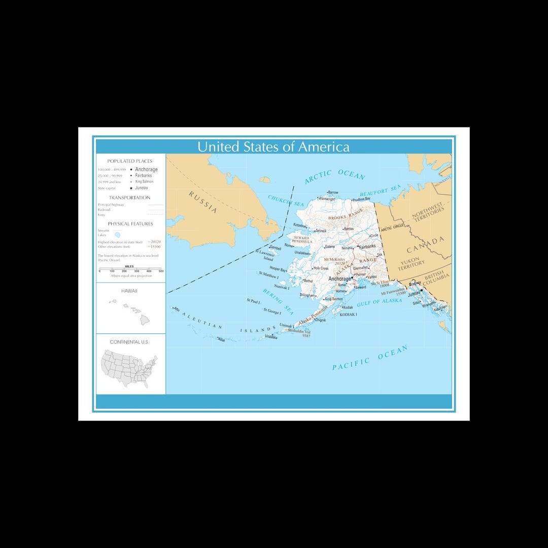 Alaska as the United States Continental U.S. Inset Novelty Wall Map ...