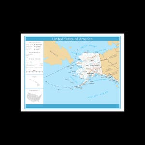 Alaska as the United States Continental U.S. Inset Novelty Wall Map Poster Print