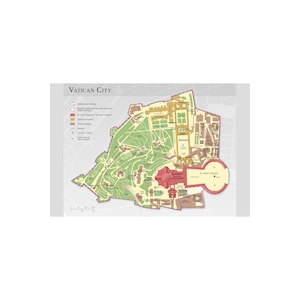 Diagrama do mapa da cidade do Vaticano Roma Itália Cartaz católico Arte impressão colorida