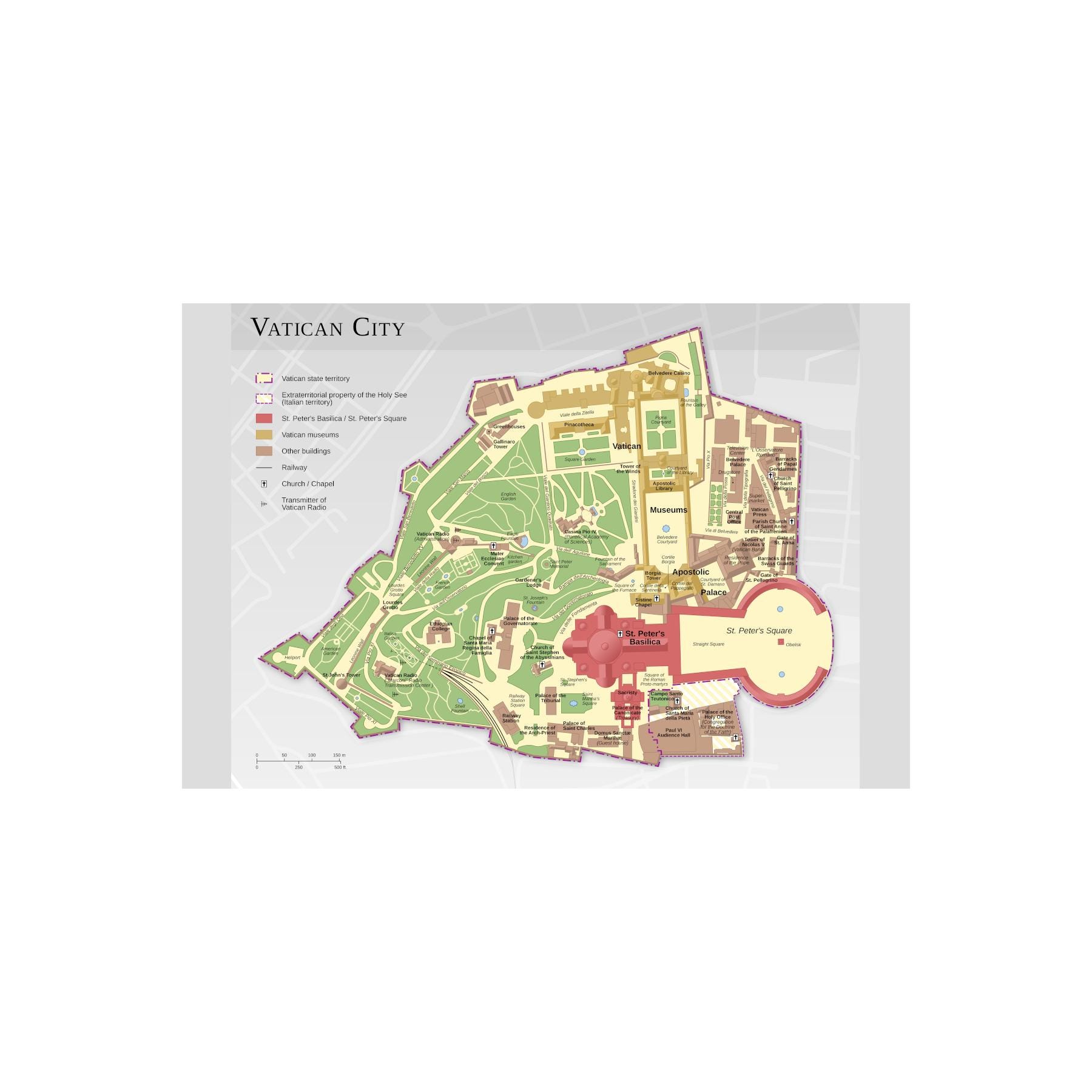 バチカン市国地図図ローマイタリアカトリックポスターアートプリント