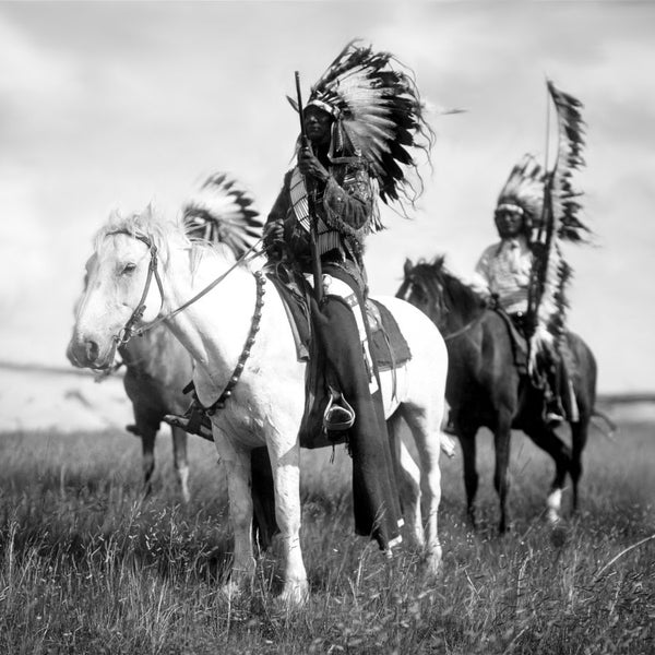 Chefs Sioux Amérindiens à cheval 1905 affiche photo impression noir et blanc