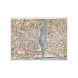 Plan de la carte de Paris France 1550 Affiche médiévale du Moyen Âge Impression artistique