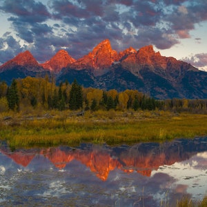 Grand Teton National Park Red Stony Mountains Tetons See Foto Poster Kunstdruck