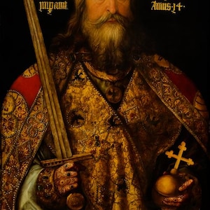 Emperor Charlemagne Albrecht Durer Portrait Painting Art Poster ROLLED CANVAS Print