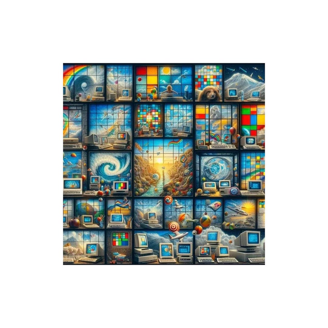 Maximalist Computer Surreal Retrocomputing Computer Collage Windows Maximalism Poster Art ...