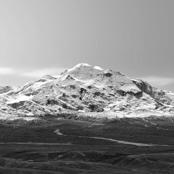 Denali Mt. Mount McKinley Peak Mountain Range Photo Poster Print B&W -