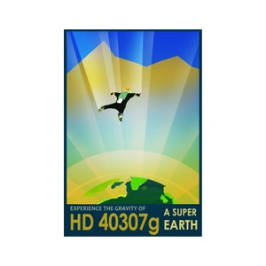Visions of the Future - HD 40307g Superearth - Retro Future Space Travel Tourism Exploration Poster