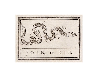 Póster de la revolución de la serpiente de la caricatura política de Benjamin Franklin, 18 x 24 pulgadas