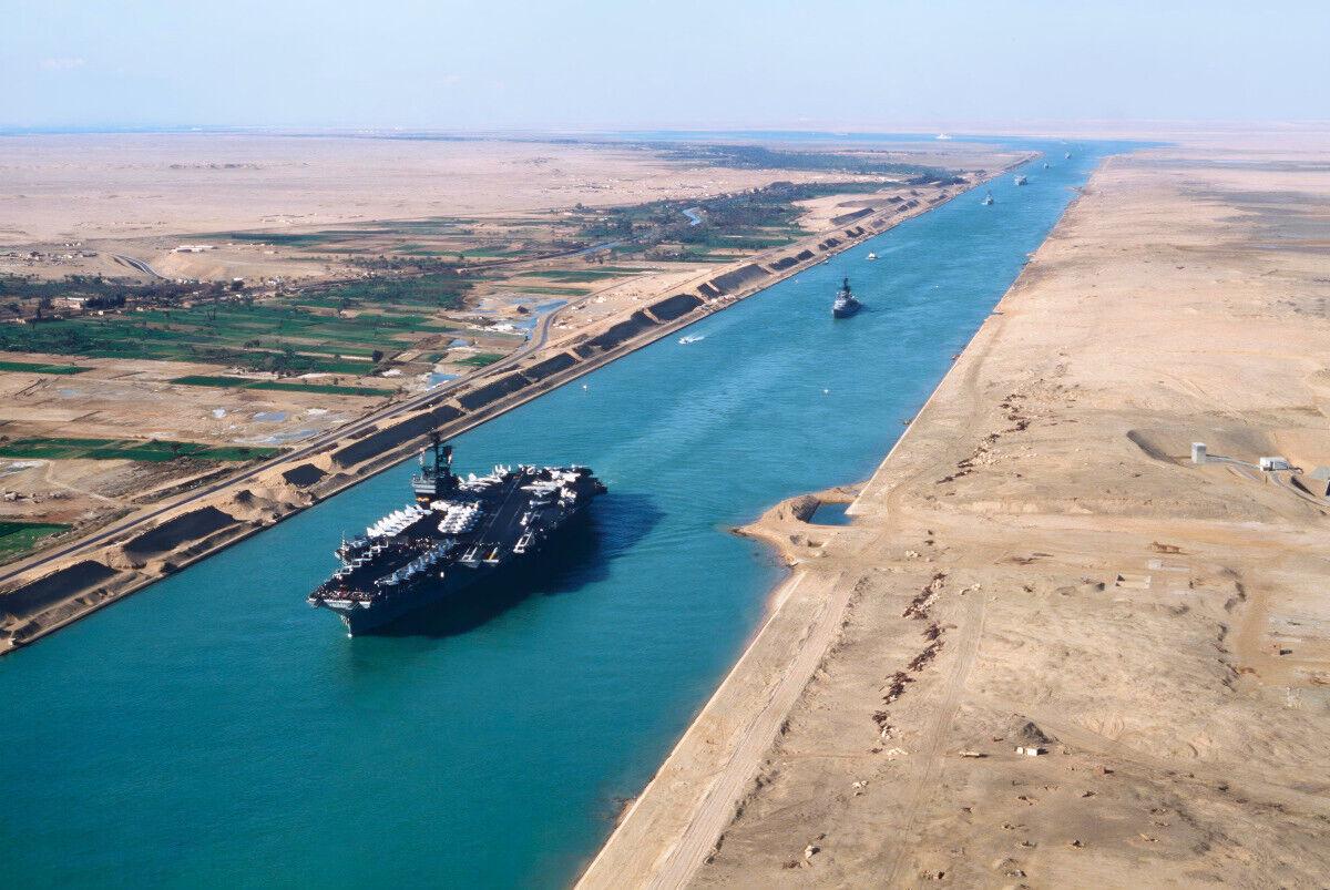 USS America Aircraft Carrier Suez Canal Egypt Aerial Photo Poster Art Print