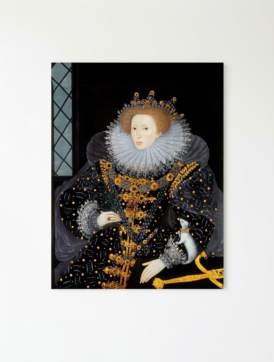 エリザベス1世女王 イギリス オコジョの毛皮肖像画 ポスター アート