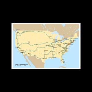 U.S. United States National Passenger Rail Network Map Railroad System Poster