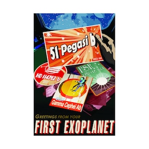 Visions of the Future - First Exoplanet 51 Pegasi b - Retro Future Space Travel Tourism Exploration Poster
