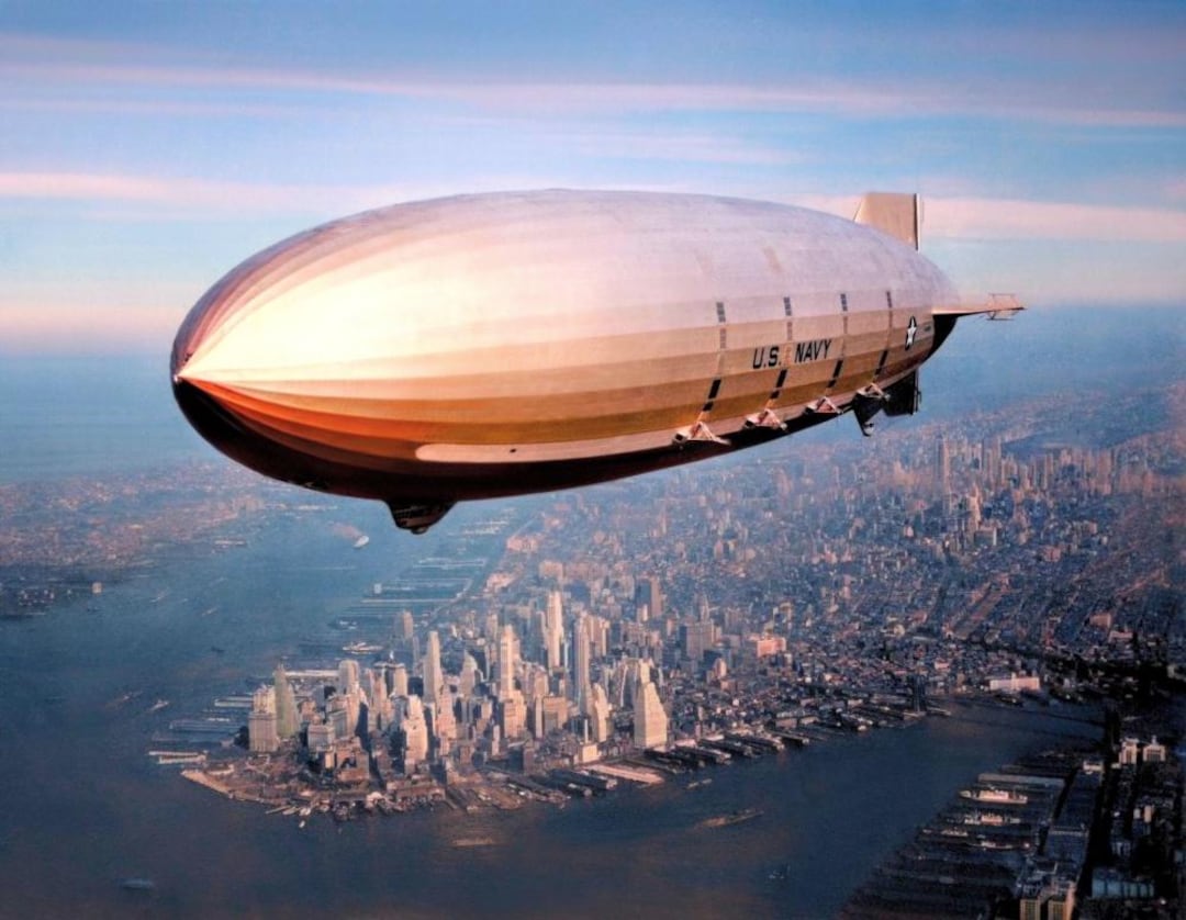 USS Macon Navy Airship Over Manhattan New York Photo Poster