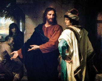 Cristo y el joven rico Heinrich Hofmann Jesucristo Pintura Impresión artística