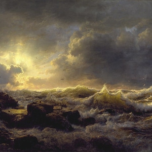 Andreas Achenbach Clearing Up, Coast of Sicily Storm Ocean Painting Poster Print