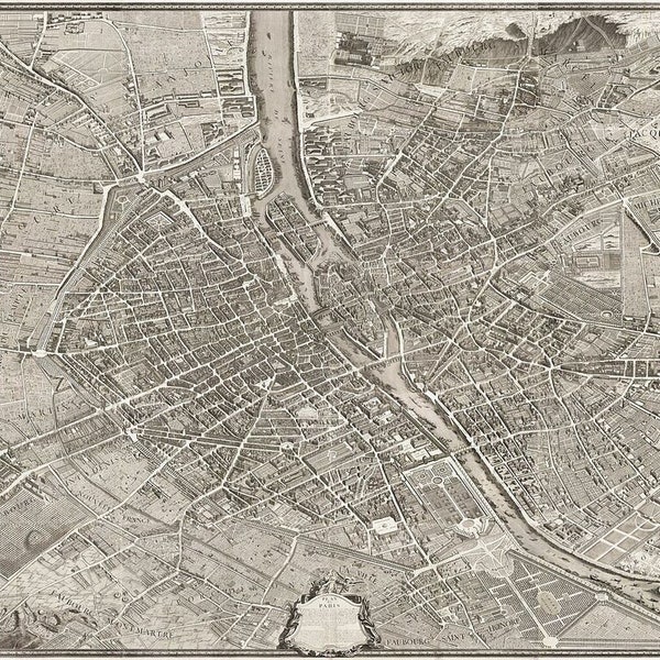 Michel-Etienne Turgot Map of Paris France Detailed 1739 Photo Poster Print XL