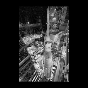 Artemis I SLS Roll Out VAB Rocket Space Spacecraft Photo Photograph Art Print B+W