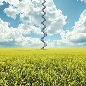 Spiral Staircase into the Sky Prairie Grass Clouds Mysterious Poster Art Print A