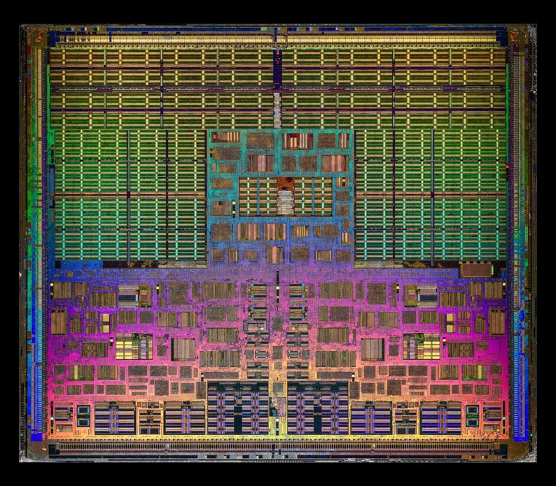 CPU Microprocessor Microchip Chip Die Silicon Magnified Photo Poster Art Print image 1