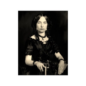 Victorian Civil War Era Mysterious Woman Daguerreotype Dark Sepia Photo Poster Print