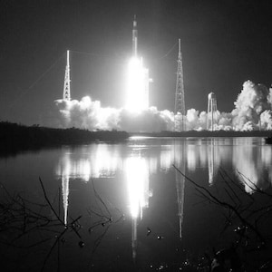 Artemis I Space Launch System SLS Rocket Space Photo Photograph Art Print B+W
