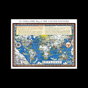 Mapa de Tempo e Marés da Carta do Preâmbulo das Nações Unidas Mapa Ilustrado em Cartaz