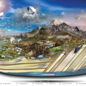 De watercyclus waterwetenschap infographic diagram grafiek poster afdrukken