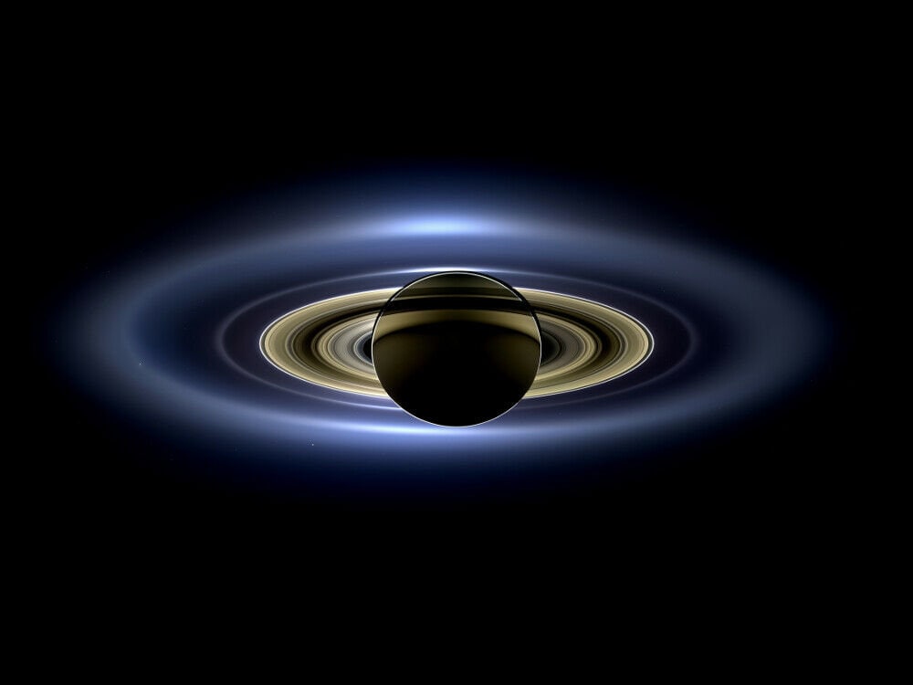 土星と地球の完全な環系 カッシーニ探査機宇宙写真ポスターアート