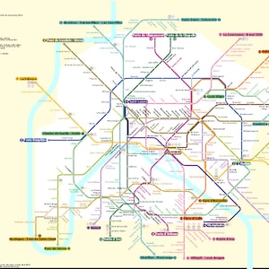 Diagrama del metro de París, Francia: mapa, tren, ferrocarril