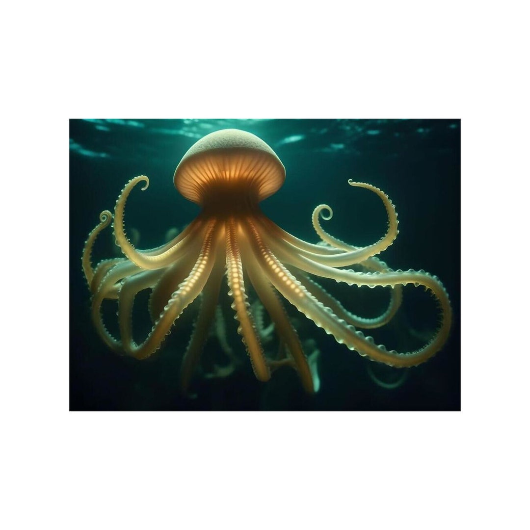 Sea Monster Creatures Octopus Tentacles Glowing Ocean Mythology Poster ...