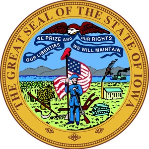 Seal of the State of Iowa United States Seals Poster Art Print 24 x 24 in