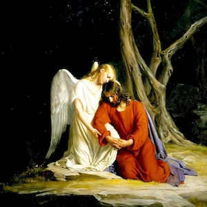 Carl Bloch An angel comforting Jesus Garden of Gethsemane Painting Poster Print