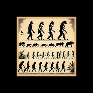 Human Evolution Biology Hominids Apes Group Diagram Chart Engraving Print Poster