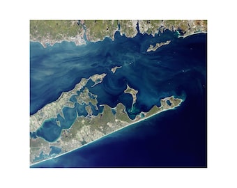 North South Fork Forks Long Island Connecticut Space Satellite Photo Poster Art Print