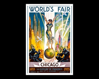 World's Fair Chicago Century of Progress 1933 Metropolis Woman Poster Art Print