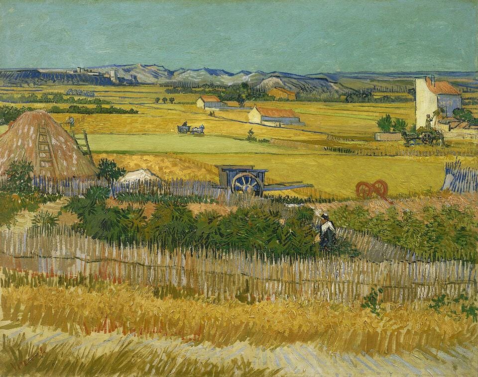 フィンセント・ファン・ゴッホ「収穫の農地と田園風景」絵画アート