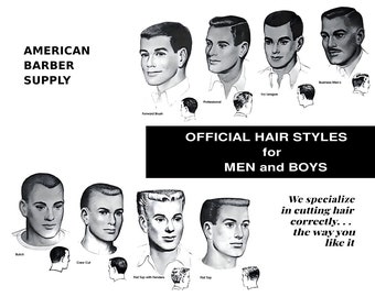 Official Hairstyles for Men and Boys Replica 18 x 24 1950s Andy Griffith Floyd's Barber Shop Poster