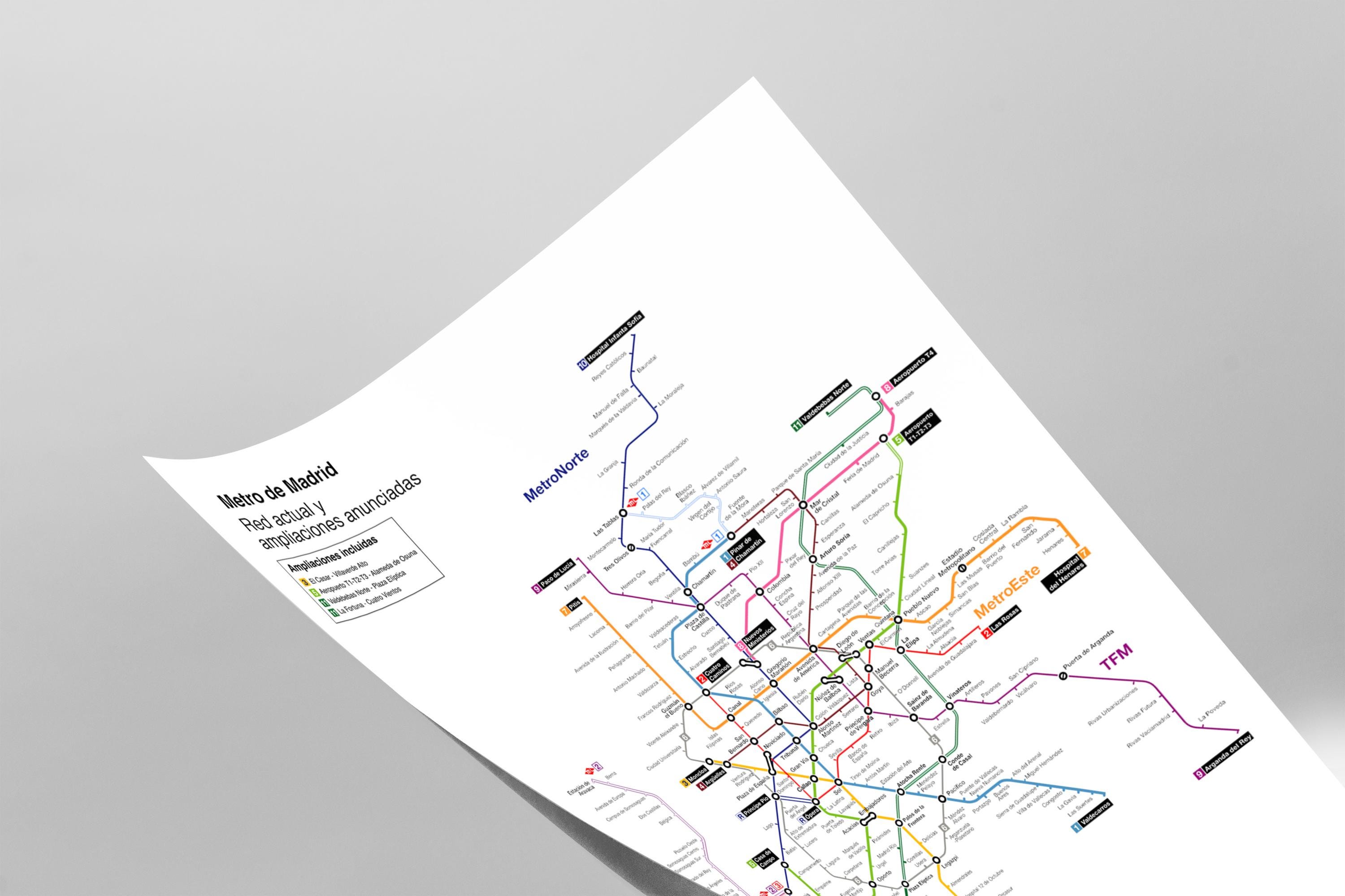 Madrid Spain Metro System Subway Diagram Map Train Rail Railroad Title ...
